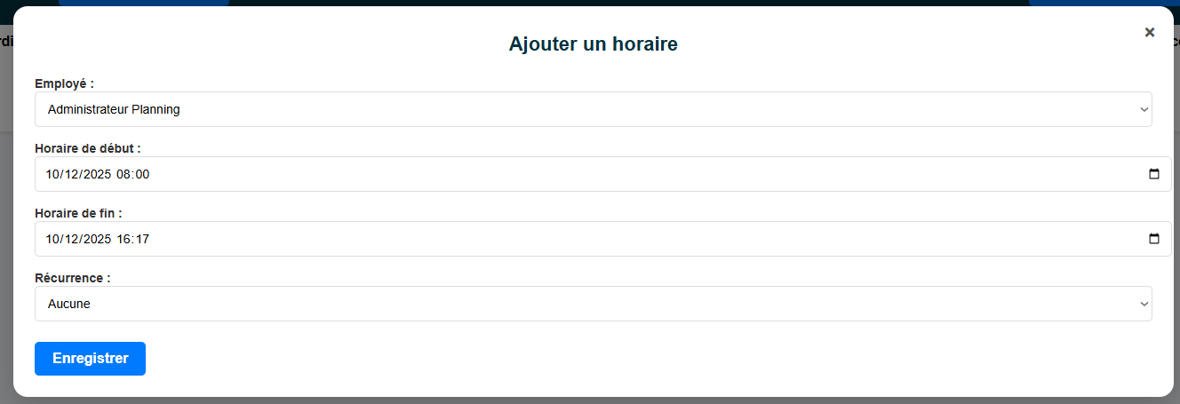 Planning Manager - Gestion des employés